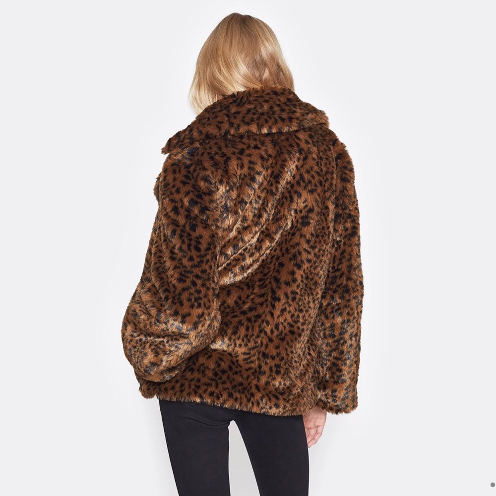 NWT Joie Kisha Leopard Faux Fur Coat - Picture 4 of 6